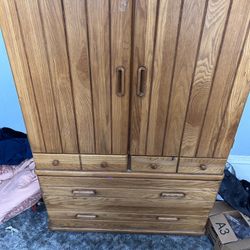 Vintage Oak Broyhill 4 Drawer Wardrobe 