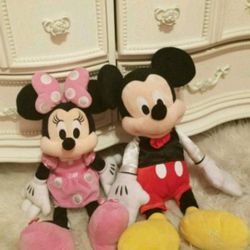 Minnie and Mickey Large Plush New