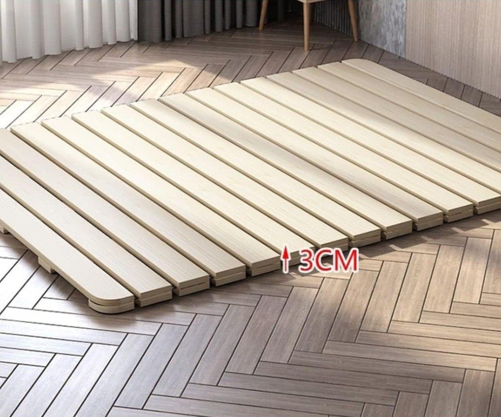 Breathable Moisture-Proof Bed Plate, Guest Tatami Mat,Wood Roll-Type Slatted Bed Japanese Floor Futon Mattress, Floor Sleep Bedding (Twin)