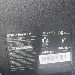 40” Onn Roku Tv With Remote 