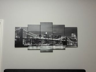 5-Piece Black and White NYC / Brooklyn Bridge Wall Art