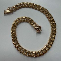 Real 10k Yellow Gold Cuban Link Chain Bracelet