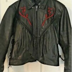 Vintage 1980s Women's Large Red Rose Inlay Riding Jacket 