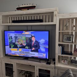 Willow Distressed White Entertainment Wall Unit