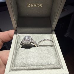 Diamond Engagement Ring & Wedding Band Set – 1 & 1/4 Carat, 14k White Gold- Reeds Jewelers