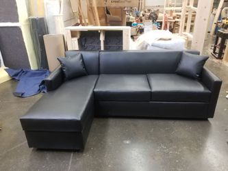 BRAND NEW 7x7ft sectional COUCHES BLACK LEATHER. CUSTOM MADE AVAILABLE