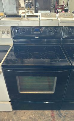 Whirlpool Electric Stove Black - Glass Top, Self Clean