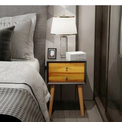 ☀️)W#16 - 2-Drawer Black Nightstand 23.5 in. x 16 in. x 16 in.