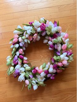 Artificial Tulip Grapevine Wreath