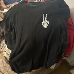 all black skeleton hand shirt