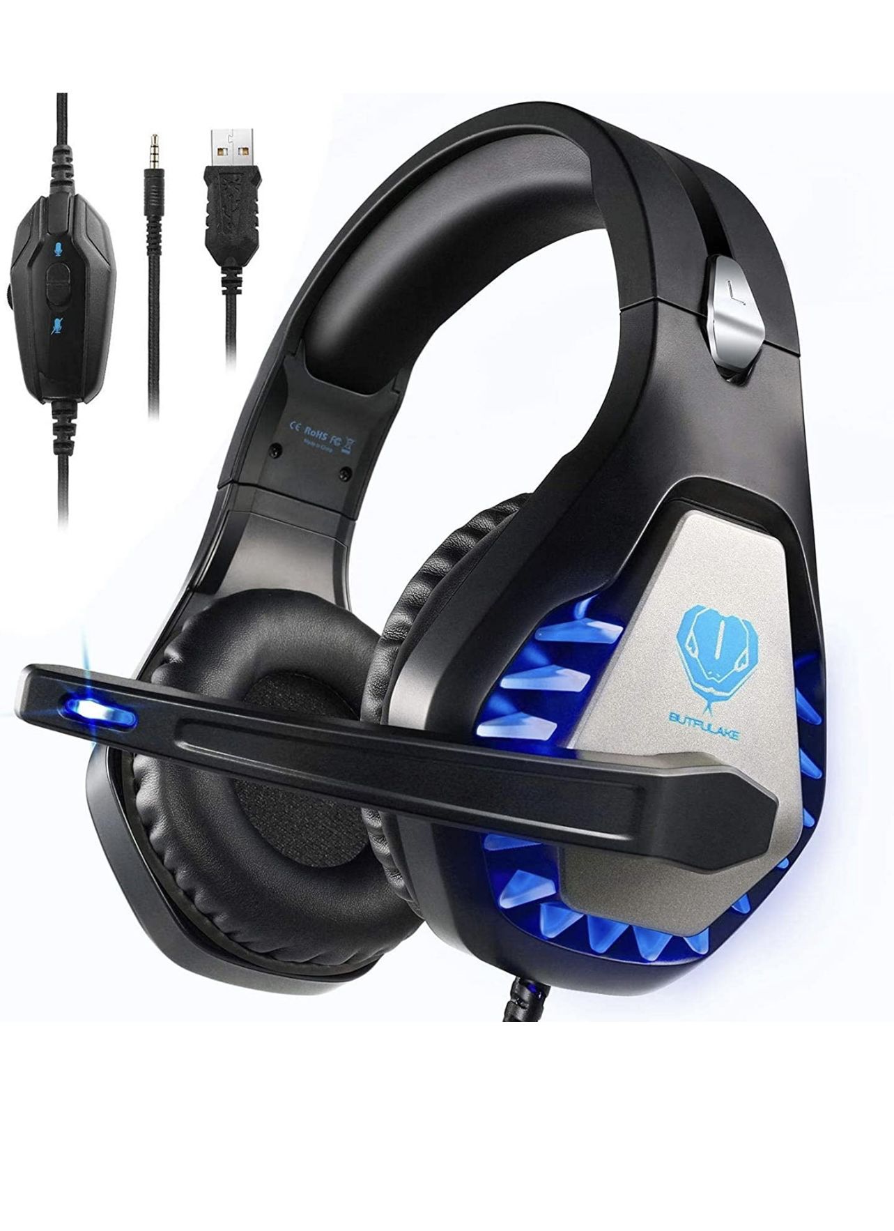 BUTFULAKE GH-1 Gaming Headset for PS5, PS4, Xbox One, Xbox One S, PC, Nintendo Switch, Mac, Laptop, 3.5mm Wired Pro Stereo Over Ear Gaming Headphones 