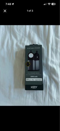 Key 3 in 1 Power Bank iPhone Apple Watch 5,000 mAh – NEW