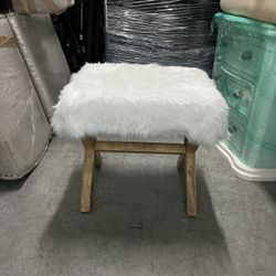Stool Chair Bench White Fur