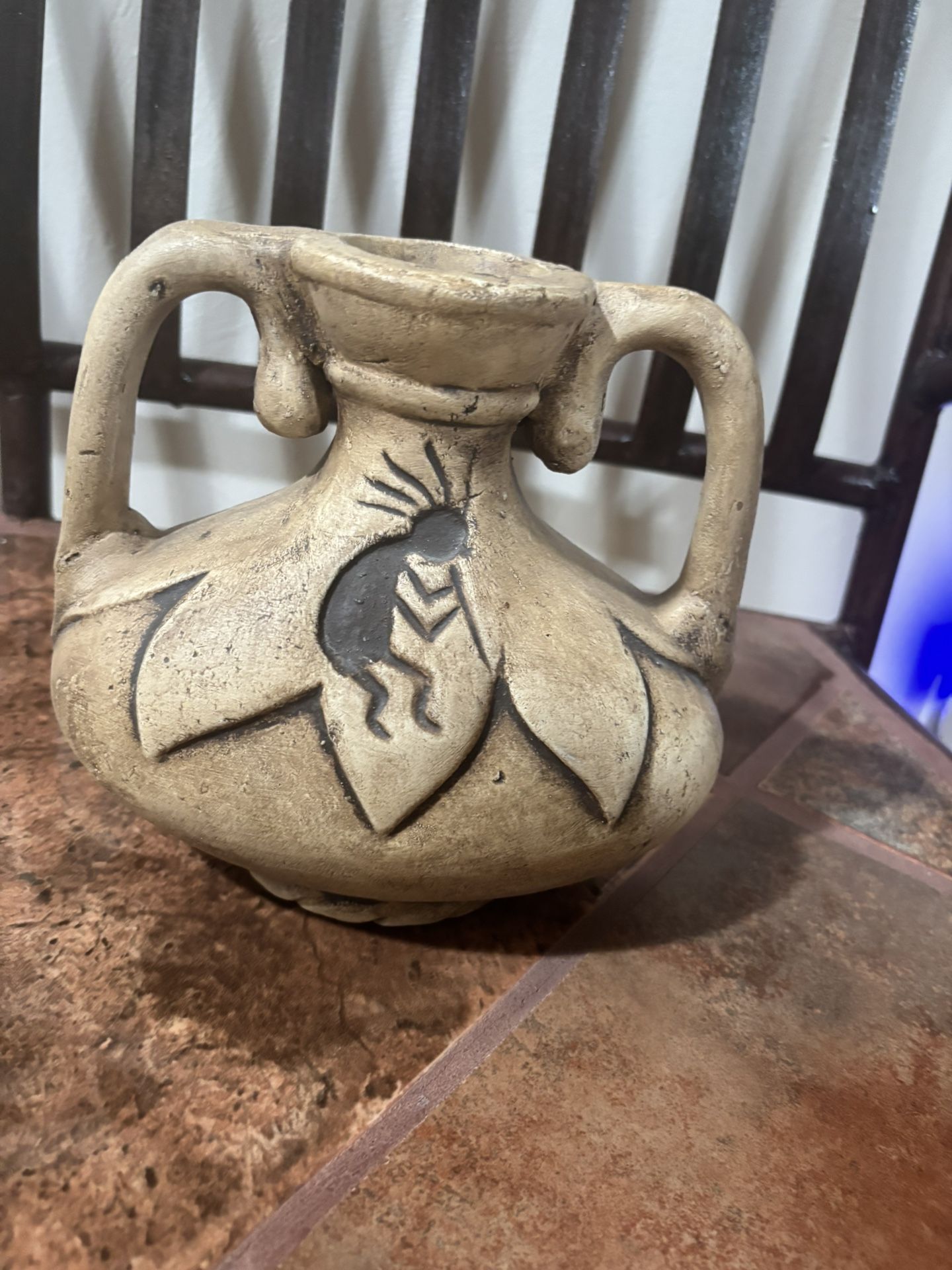 Vintage Clay Jug With Double Handles