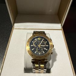(Brand New) Versace Chronograph Men’s Watch // Silver Gold & Blk