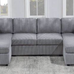 New Light Or Dark Gray Double Chaise Sectional Sofa Couch 