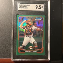 Buster Posey 2012 Green Refractor Card, Graded 9.5