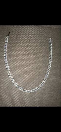 Silver Cuban Link Chain Necklace iced out