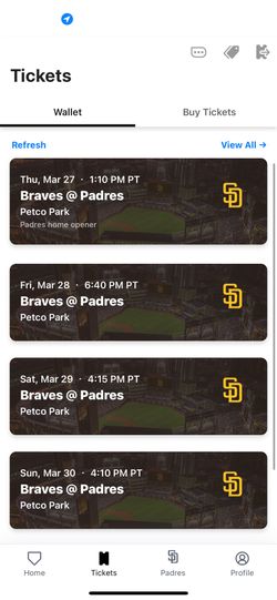 Padres Vs Braves Saturday 2 Tickets 