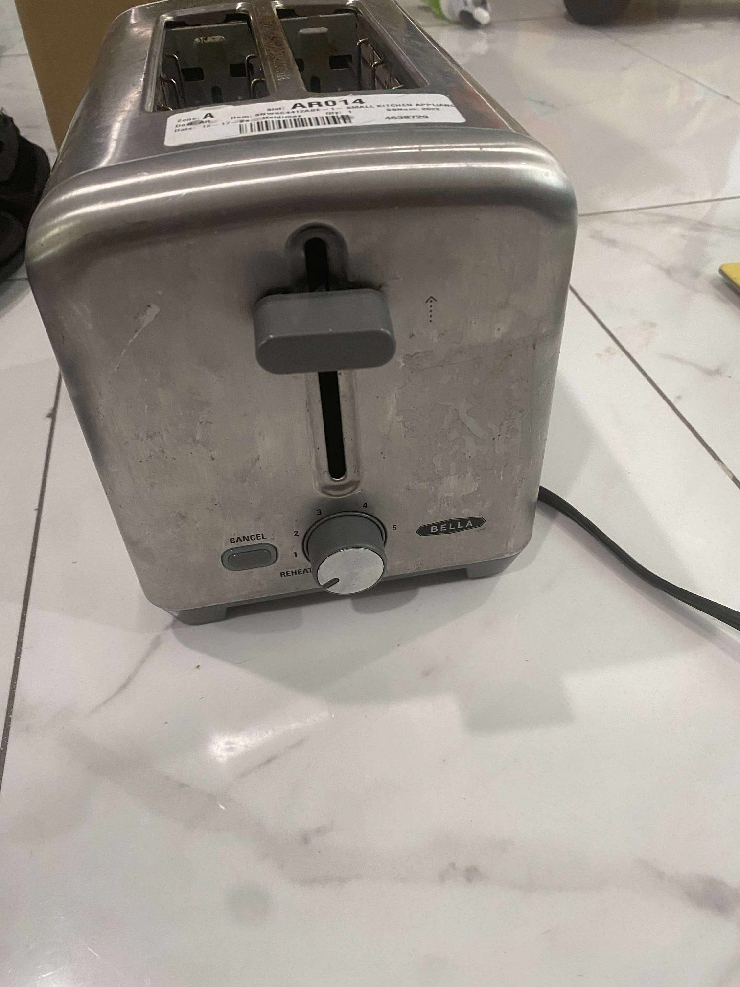 Bella Stainless Steel 2 Slice Toaster With Extra Wide Slots Removable Crumb Tray