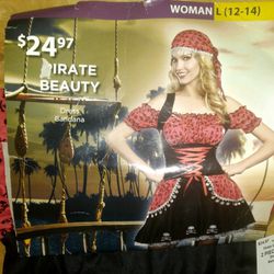 New Women's Ladies Large Dress Pirate Wench Swashbuckler Gasparilla Halloween Costume
