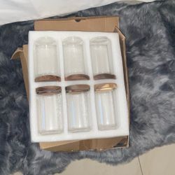 Glass medium Jars W/wooden Lids