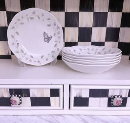 LENOX Butterfly Meadow Porcelain Pasta Bowl Set of 6