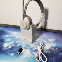 New Wireless Headset, QCC 5.2 Bluetooth Headset W/ Microphone Noise Canceling/USB Dongle, Wireless Headphones W/ CVC 8.0 Dual Mic/Charging Dock for Of