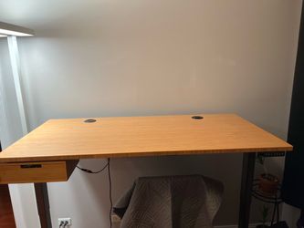 Uplift Adjustable Standing Desk 60x30 Bamboo Top T Frame