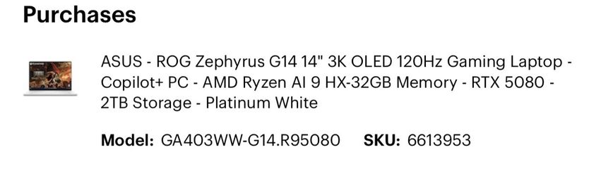 ASUS - ROG Zephyrus G14 14" 3K OLED 120Hz Gaming Laptop - AMD Ryzen 9 270 - 16GB Memory - GeForce RTX 5080 - 2TB Storage - Platinum White