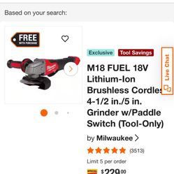 M18 FUEL 18V Brushless Cordless Grinder w/Paddle Switch 