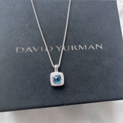  Petite Albion Silver Diamond Blue Necklace 