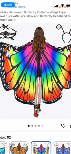 Rainbow Butterfly Wings Costume Cape Set