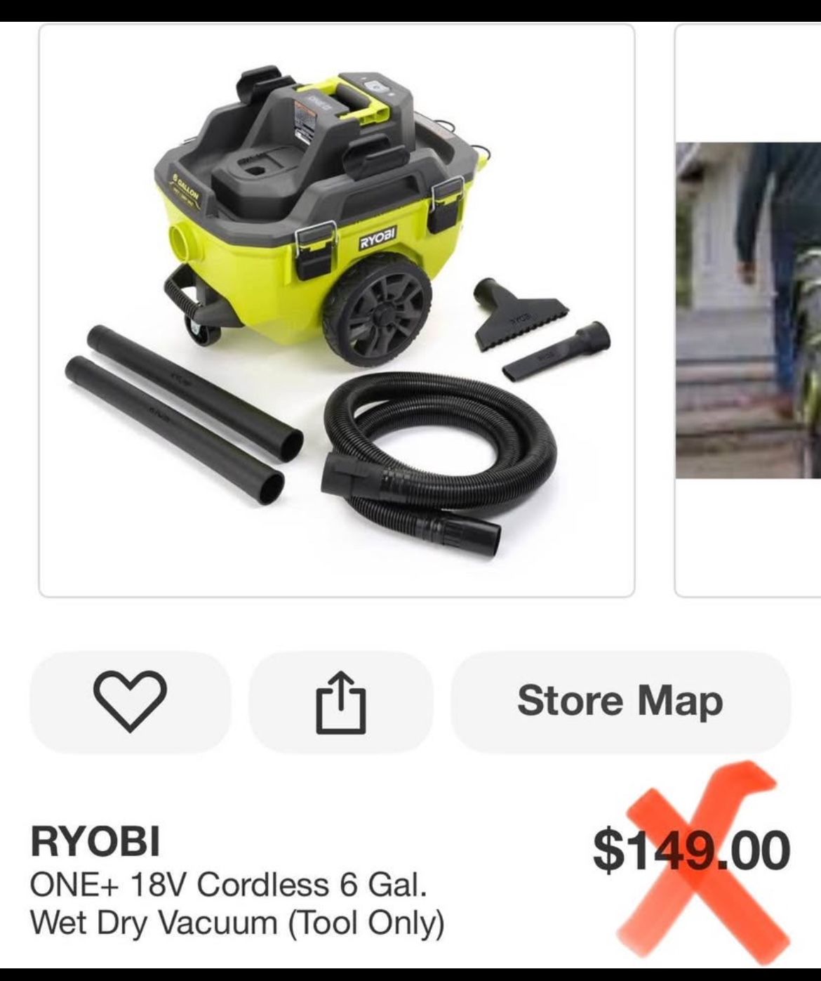 RYOBI ONE+ 18V Cordless 6 Gal. Wet Dry Vacuum (Tool Only)