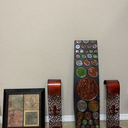 Metal Wall Art, Framed Wall Art, and 2 Hanging Candle Holders