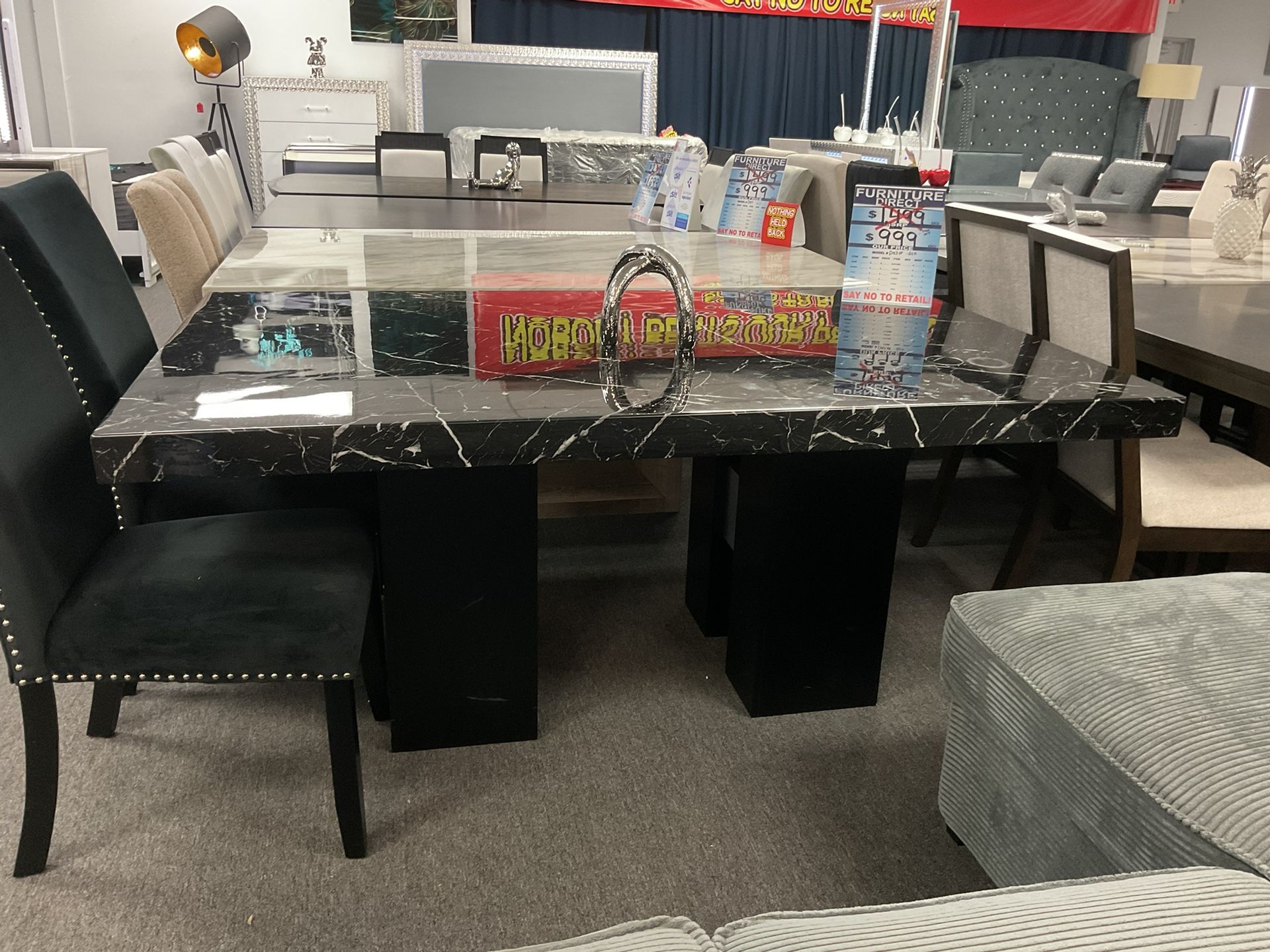 MEMORIAL DAY SALE 🇺🇸 elegant black dining table w/4 FREE CHAIRS 40% OFF. NEW