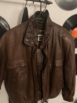Vintage Pelle Cuir Brown Leather Bomber Jacket