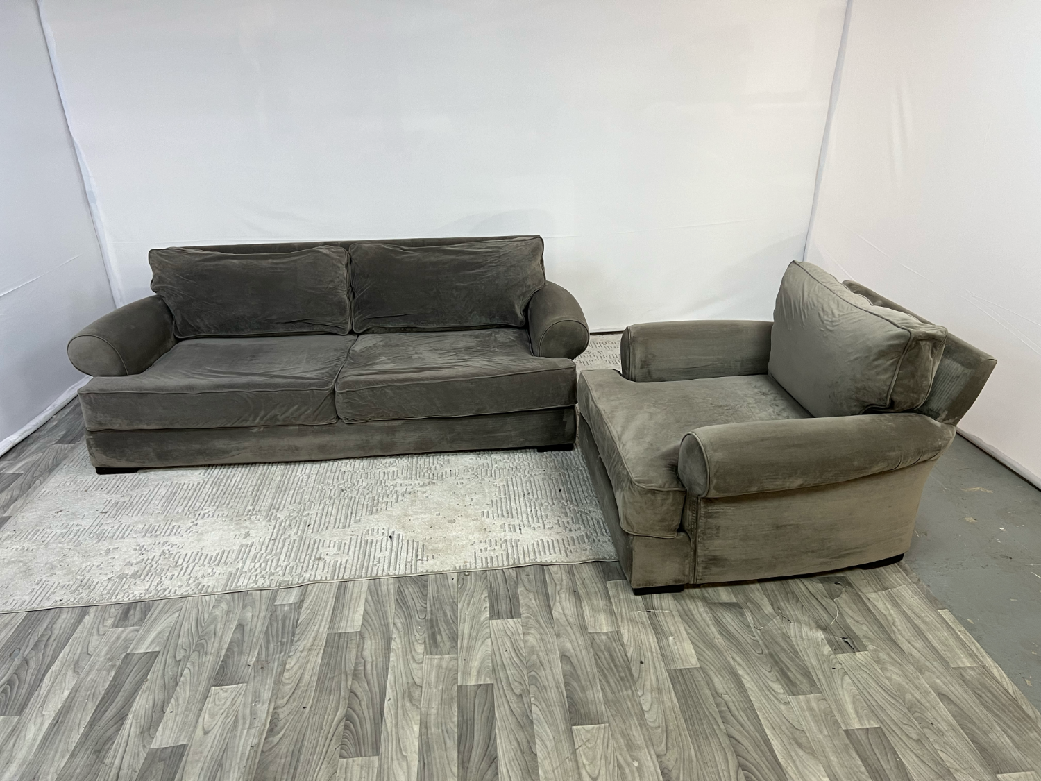 ( Delivery Available ) Macys Gray Couch and Chair Set