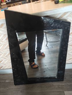 Vintage 1980s Asymmetrical Solid Wood Framed Mirror