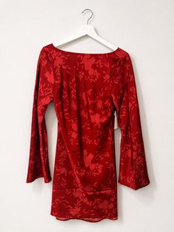 Red Floral Mini Dress with Bell Sleeves