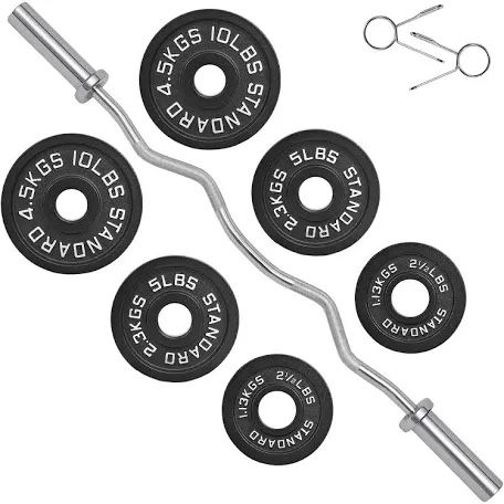 25 Pound 2 Inch Curling Bar With Iron Plates