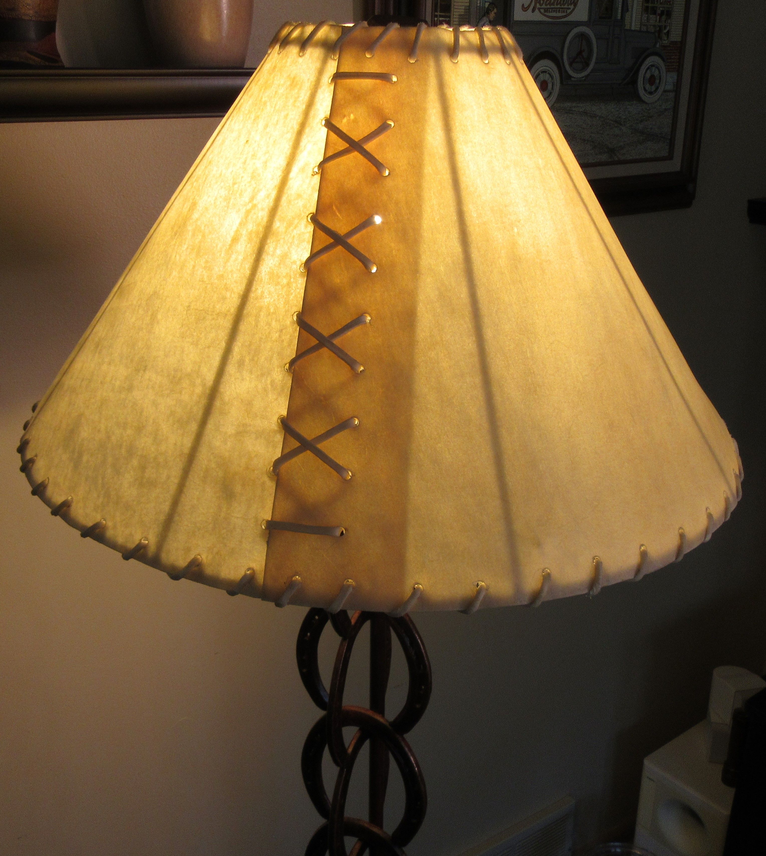 Western Horseshoe Floor Lamp with Rawhide Shade 64" tall