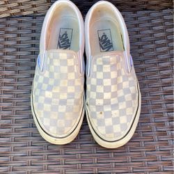 Grey Checkered slip on vans