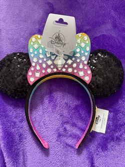 Disney Minnie Mouse Ears Headband Rainbow Gem