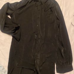 Silky Black Shirt Dress 