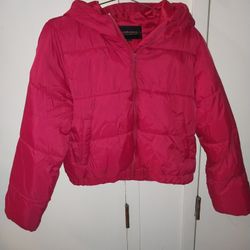 Size Large, Cropped Red Puffer Coat