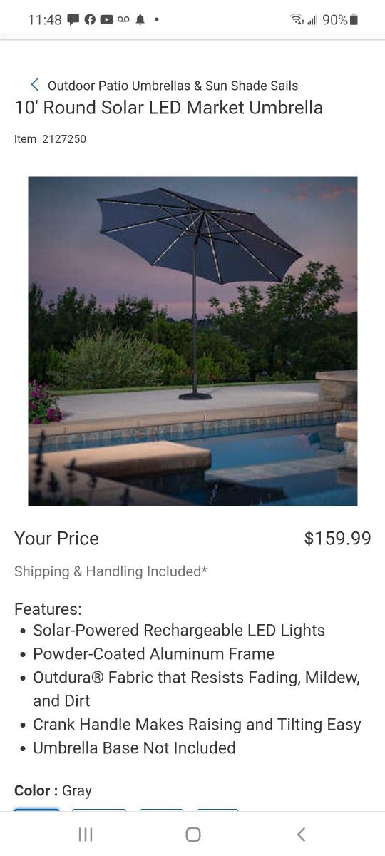 10' Round Solar LED Market Umbrella No Stands$120 for Sale in Los Angeles,  CA - OfferUp