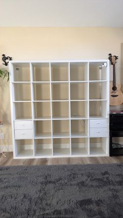 IKEA Kallax 5x5 Shelving Unit w/ Drawer Inserts — White