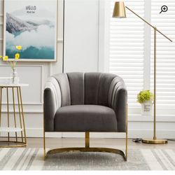 Brand new Romy 30" W Tufted Upholstered Barrel Chair Color ( Gray)