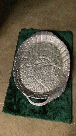 Collectors item cast aluminum vintage turkey tray 26 1/2 x 17 inch